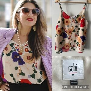 CABI Victoria 5911 Cami Multicolour Victorian Floral Print tank top Medium
